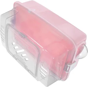 Toyvian Portable Hamster Carrier Cage with Water Dispenser Travel Friendly Small Habitat Safe Materials for Gerbils and Pink