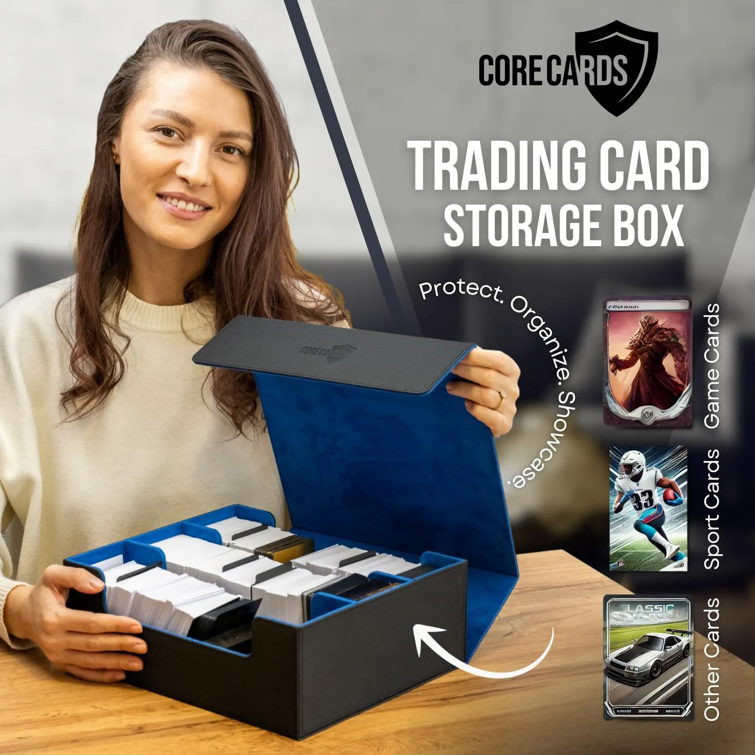 Trading Card Deck Box Storage Case - Holds 1800  Cards, Magnetic Closure, Dividers for MTG, Yugioh, and Sports Card Collection