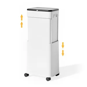 Trash Can with Lid, 20L/5.3Gal Adjustable Height Kitchen Garbage Can, Trash Can on Wheels with Brakes, Plastic Tall and Slim Trash Bin for for Kitchen/Bathroom/Bedroom/Office, White