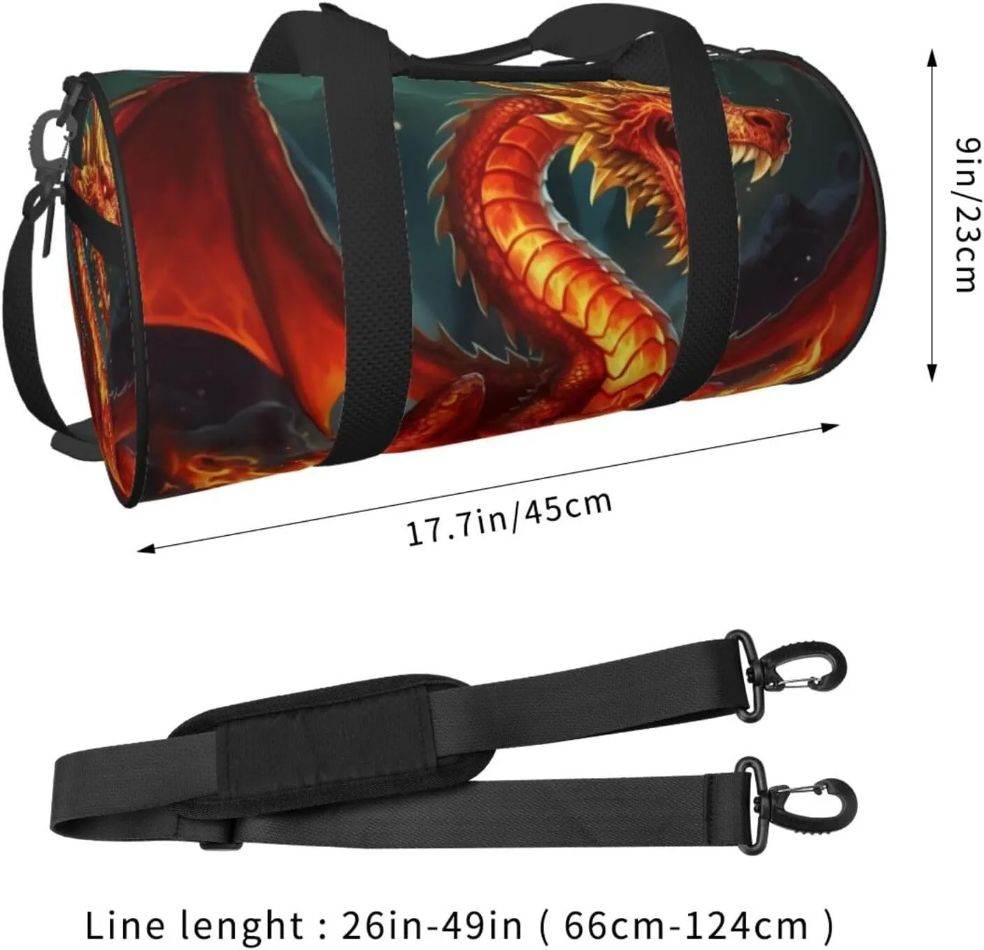 Travel Bag For Women,Dragon King In Fire Print Personal Item Duffle Bags,Weekend Travel Duffel Tote Bag,Travel Sport Gym Bag For Men,Airplane Travel Essentials For Flying