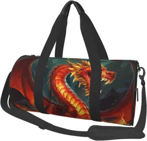 Travel Bag For Women,Dragon King In Fire Print Personal Item Duffle Bags,Weekend Travel Duffel Tote Bag,Travel Sport Gym Bag For Men,Airplane Travel Essentials For Flying