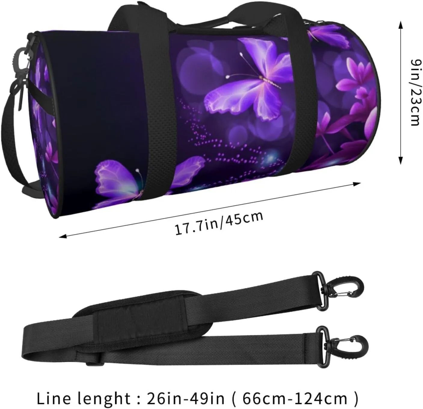 Travel Bag For Women,Lovely Purple Print Personal Item Duffle Bags,Weekend Travel Duffel Tote Bag,Travel Sport Gym Bag For Men,Airplane Travel Essentials For Flying
