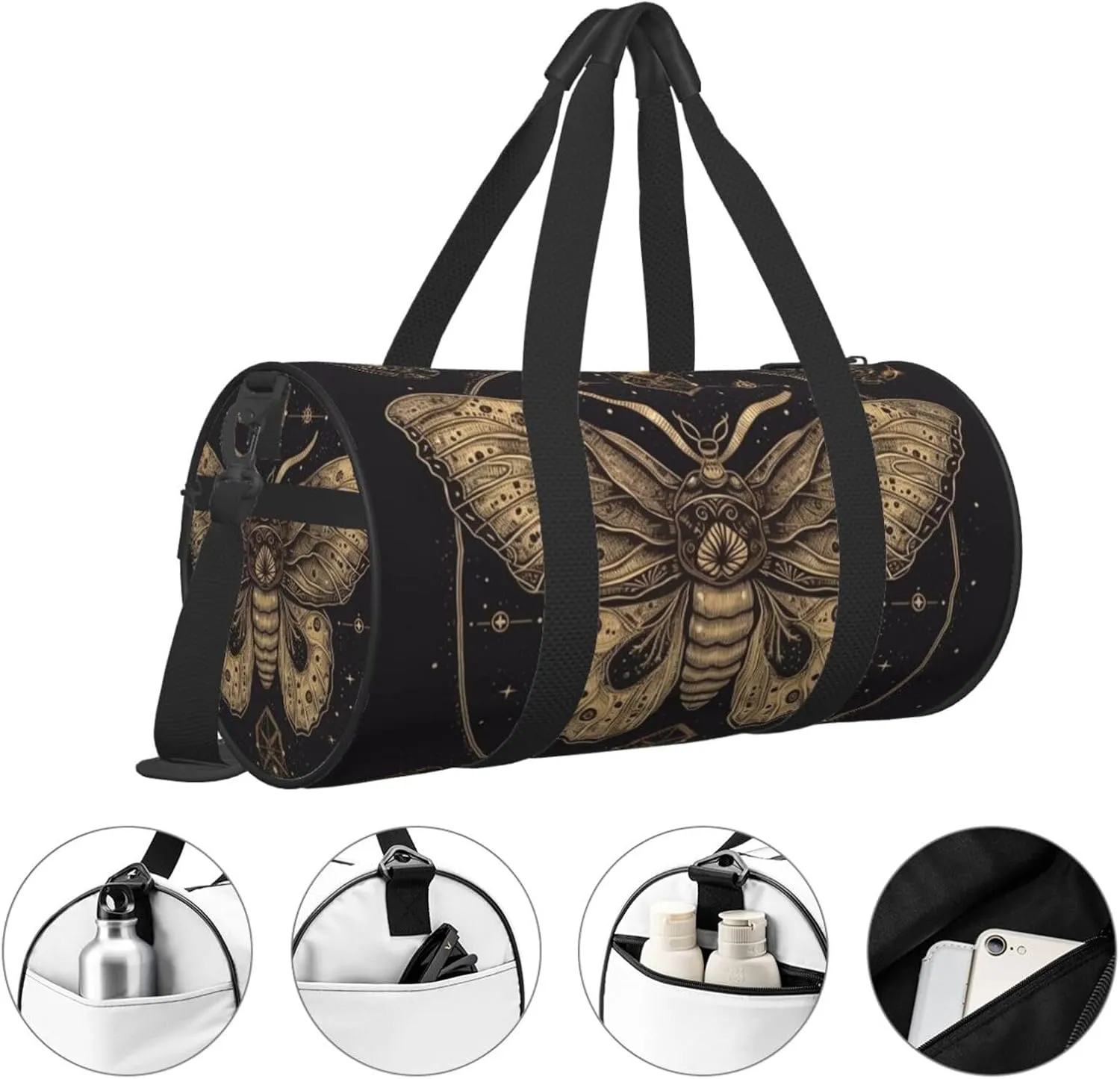 Travel Bag For Women,Moth Print Personal Item Duffle Bags,Weekend Travel Duffel Tote Bag,Travel Sport Gym Bag For Men,Airplane Travel Essentials For Flying