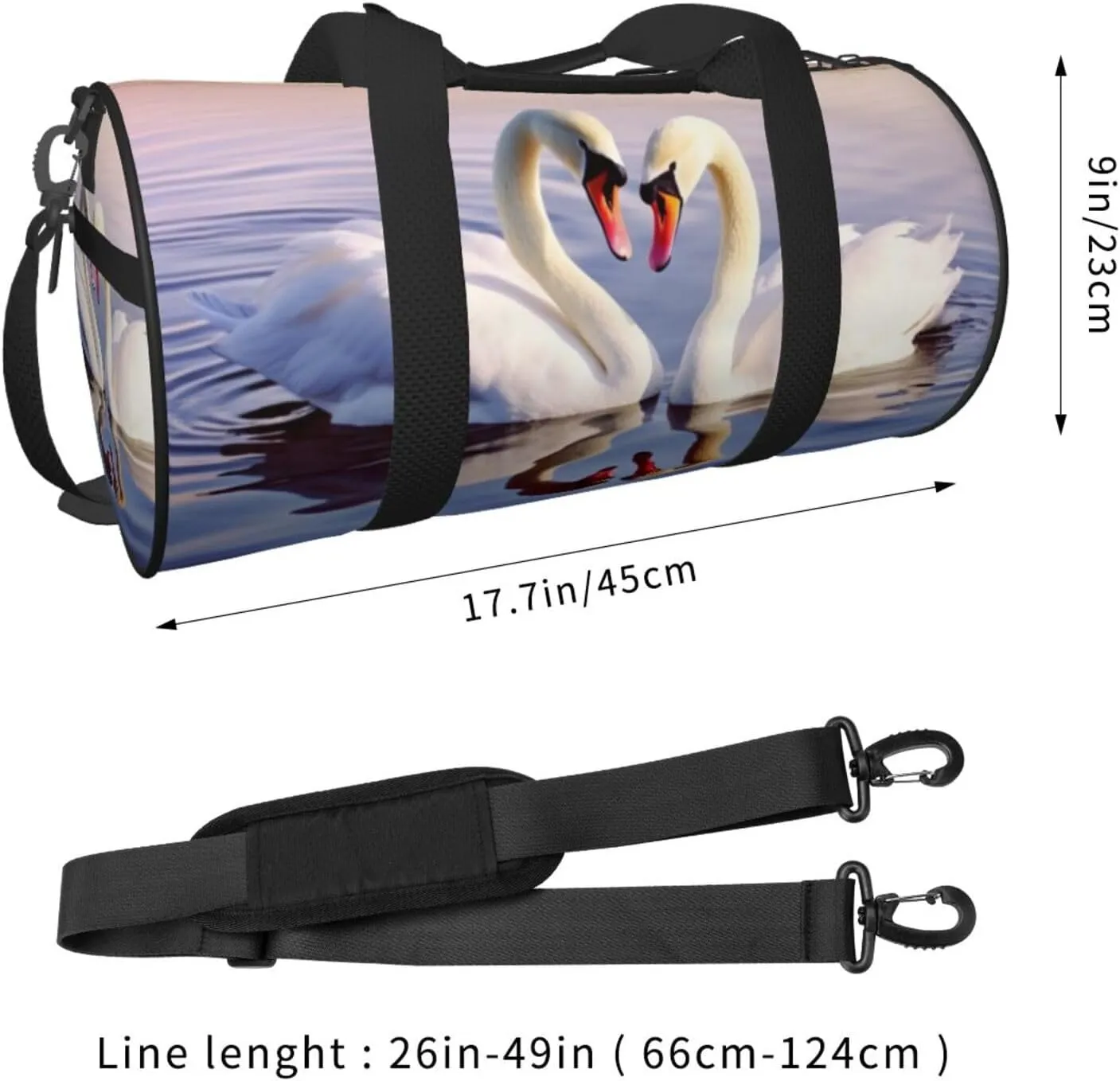 Travel Bag For Women,Swan Heart Print Personal Item Duffle Bags,Weekend Travel Duffel Tote Bag,Travel Sport Gym Bag For Men,Airplane Travel Essentials For Flying