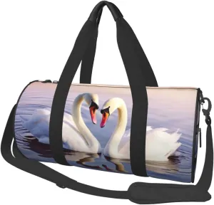 Travel Bag For Women,Swan Heart Print Personal Item Duffle Bags,Weekend Travel Duffel Tote Bag,Travel Sport Gym Bag For Men,Airplane Travel Essentials For Flying