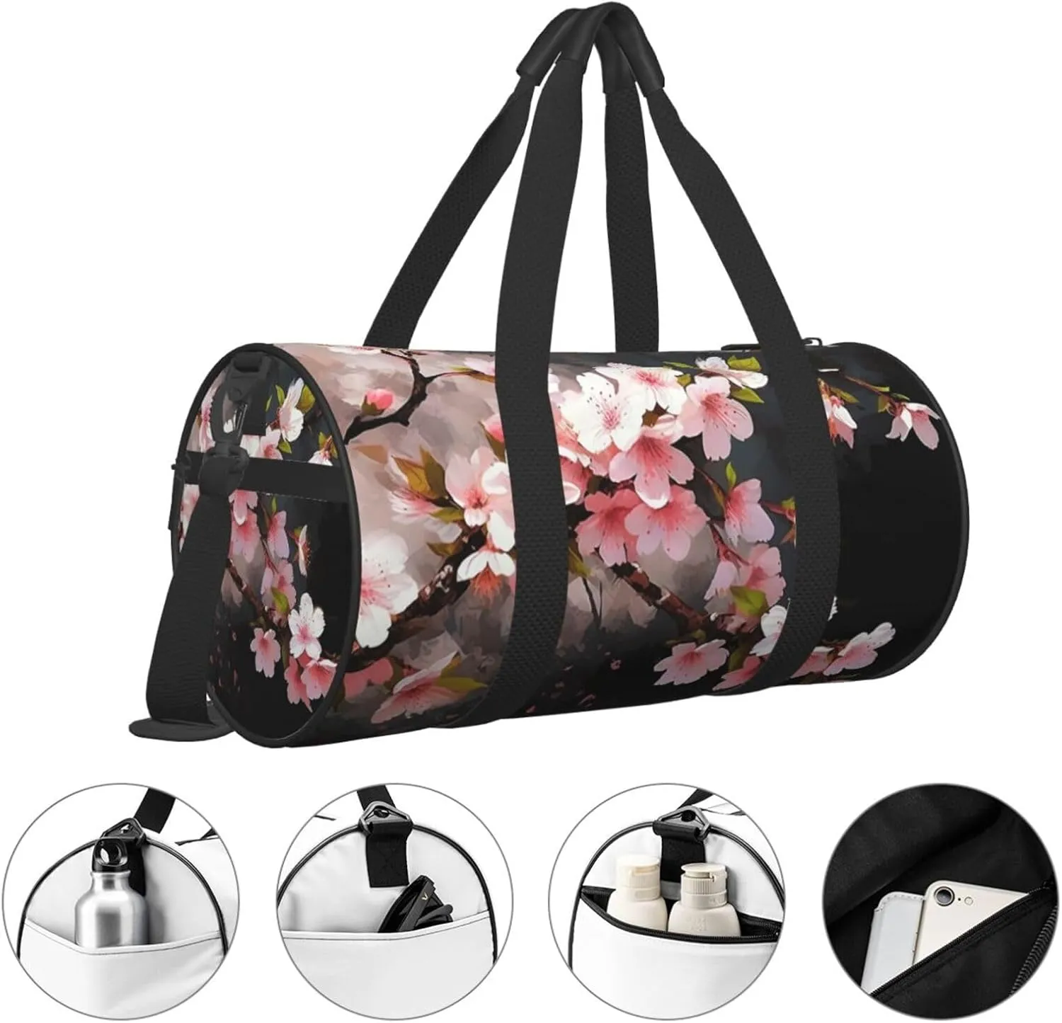 Travel Bag For Women,Tempting Cherry Blossoms Print Personal Item Duffle Bags,Weekend Travel Duffel Tote Bag,Travel Sport Gym Bag For Men,Airplane Travel Essentials For Flying