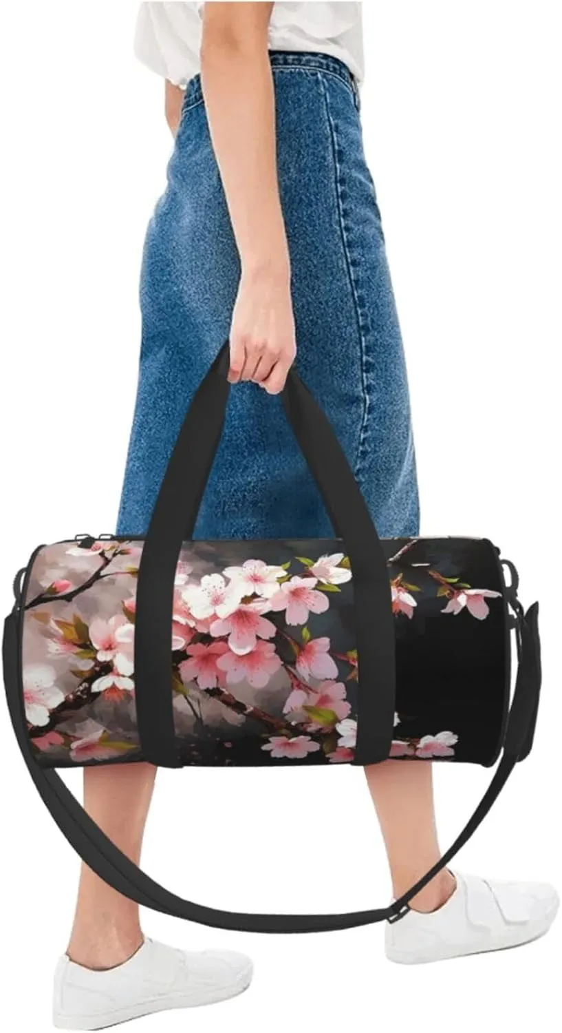 Travel Bag For Women,Tempting Cherry Blossoms Print Personal Item Duffle Bags,Weekend Travel Duffel Tote Bag,Travel Sport Gym Bag For Men,Airplane Travel Essentials For Flying