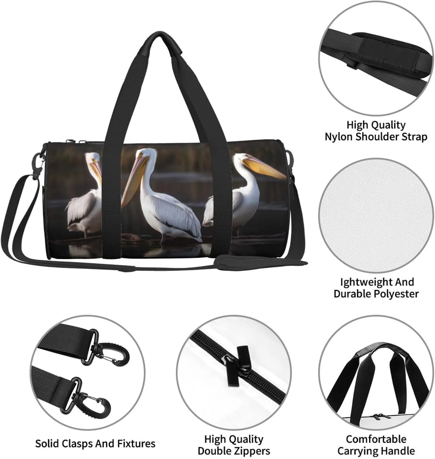 Travel Bag For Women,Three Pelicans Print Personal Item Duffle Bags,Weekend Travel Duffel Tote Bag,Travel Sport Gym Bag For Men,Airplane Travel Essentials For Flying