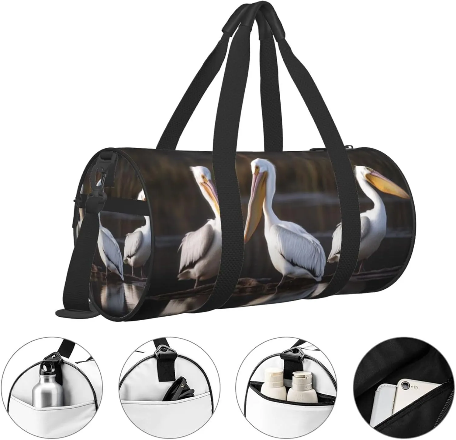 Travel Bag For Women,Three Pelicans Print Personal Item Duffle Bags,Weekend Travel Duffel Tote Bag,Travel Sport Gym Bag For Men,Airplane Travel Essentials For Flying