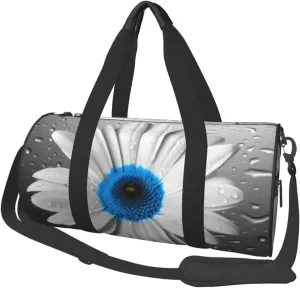 Travel Bag For Women,White Blue Daisy Print Personal Item Duffle Bags,Weekend Travel Duffel Tote Bag,Travel Sport Gym Bag For Men,Airplane Travel Essentials For Flying