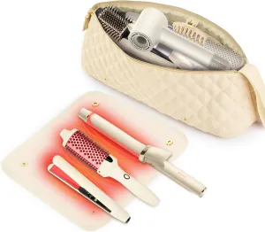 Travel Bag with Heat Resistant Mat, Tool Organizer for Curling Iron, Flat Iron, Straighteners, Hair Accessories