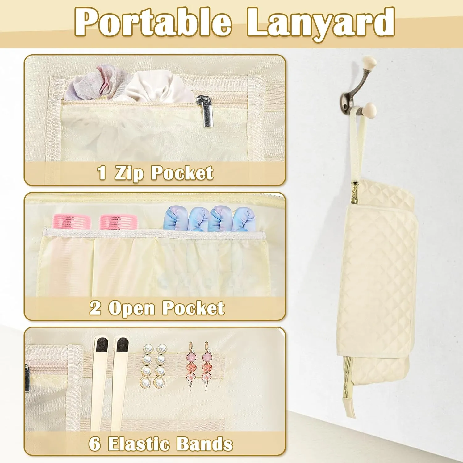 Travel Bag with Heat Resistant Mat, Tool Organizer for Curling Iron, Flat Iron, Straighteners, Hair Accessories