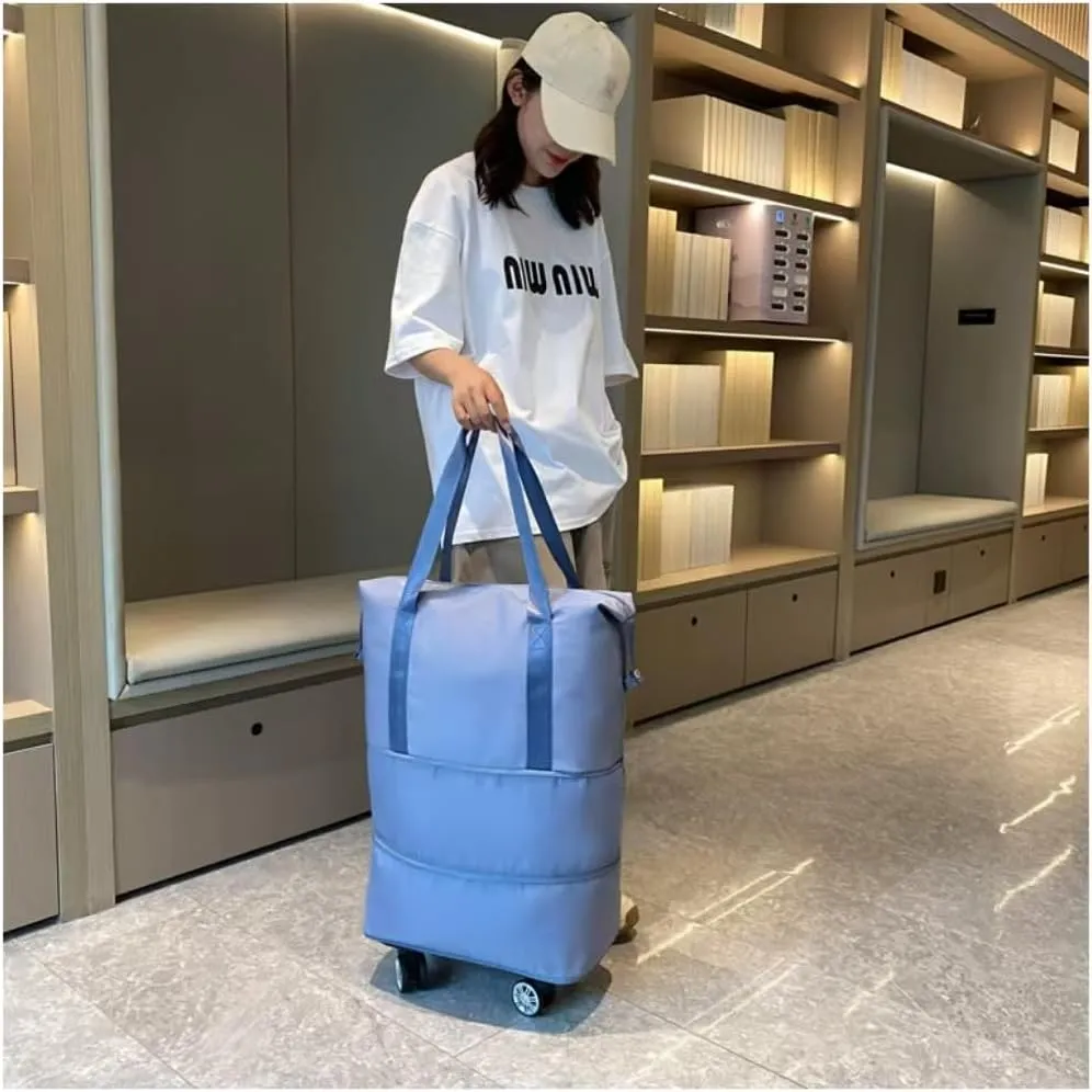 Travel Bag with Wheels,Large Capacity Travel Bag - Universal Wheel Removable,Portable Bag for Men And Women,Simple,Wear-Resistant,Waterproof (Grey)