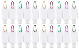 Travel Bottles with Keychain (20 Pcs), 1oz (30ml) Portable Plastic Leakproof Squeeze Bottles with Flip Cap - Empty Refillable Containers for Hand Sanitizer Shampoo Conditioner Body Wash Liquid