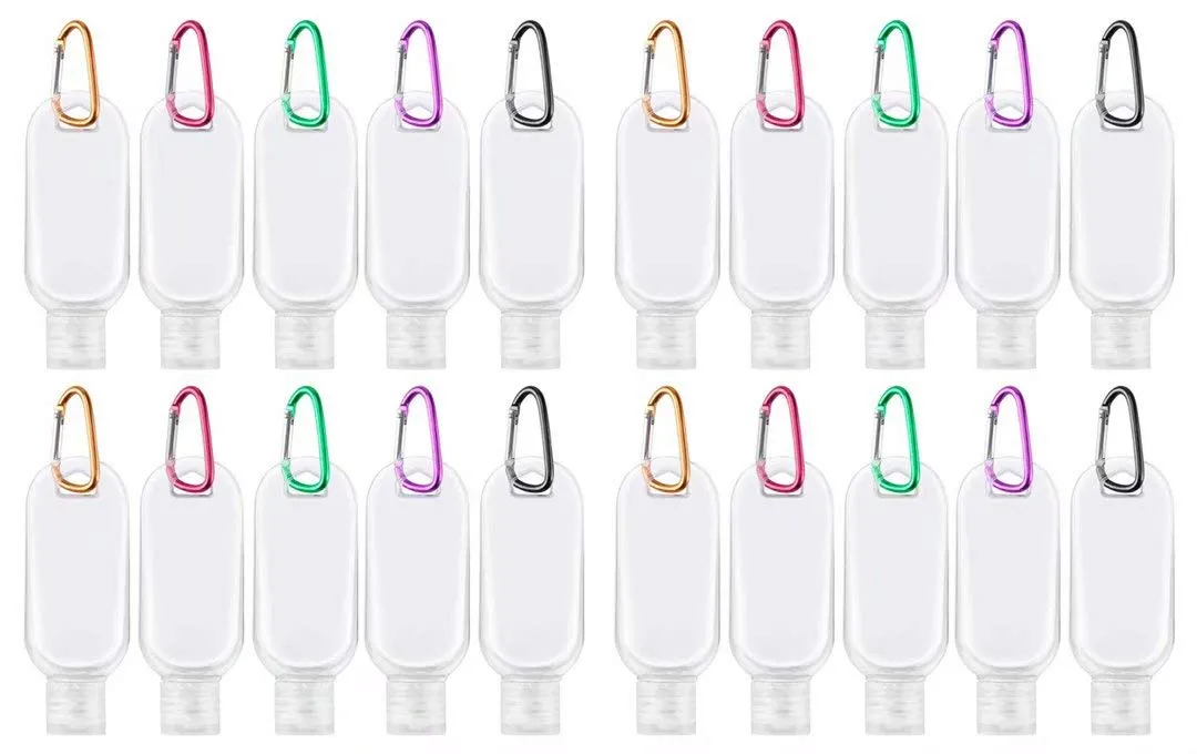 Travel Bottles with Keychain (20 Pcs), 1oz (30ml) Portable Plastic Leakproof Squeeze Bottles with Flip Cap - Empty Refillable Containers for Hand Sanitizer Shampoo Conditioner Body Wash Liquid
