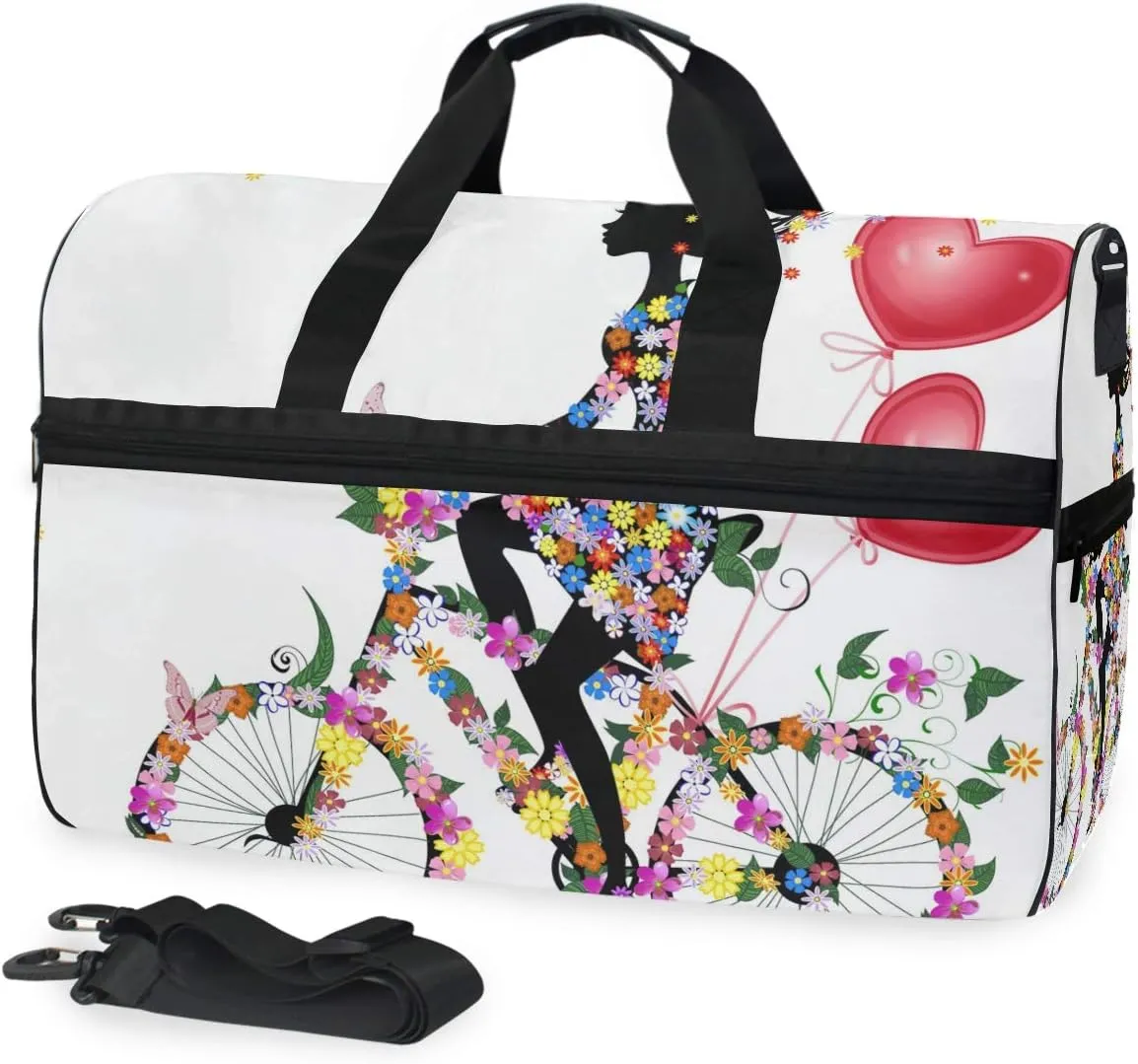 Travel Duffel Bag African American Bicycle Women Waterproof Lightweight Luggage bag for Sports, Gym, Vacation