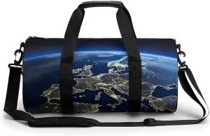 Travel Duffel Bag Weekender Bags for Men Women Large Capacity Overnight Bags Earth from Space Europe Travel Sports Gym Bag Canvas Carry On Tote Bags for Travel Yoga
