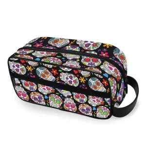 Travel Toiletries Bag Multifunction Portable Toiletry Day Of The Dead Sugar Skull Cosmetic Makeup Bag Pouch Case Organizer for Woman Adults