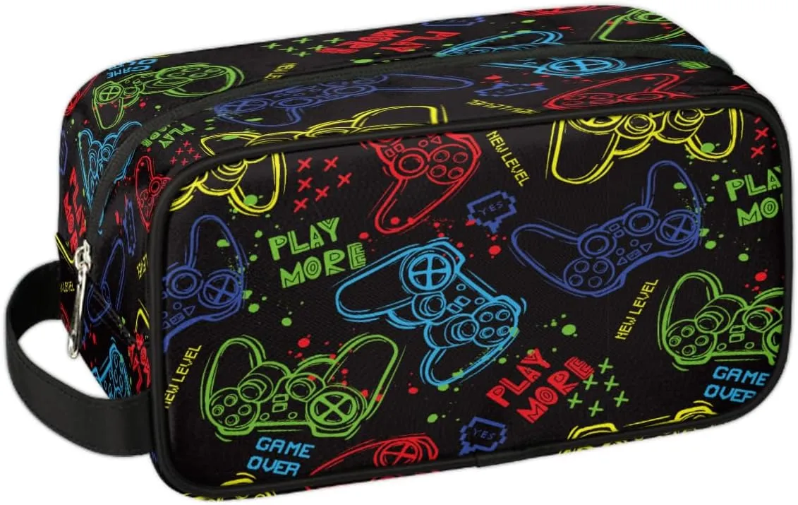 Travel Toiletry Bag for Boys Men, Video Games Waterproof Hanging Dopp Kit for Kids, Shaving Bag with Large Capacity for Travel,Sports Shower