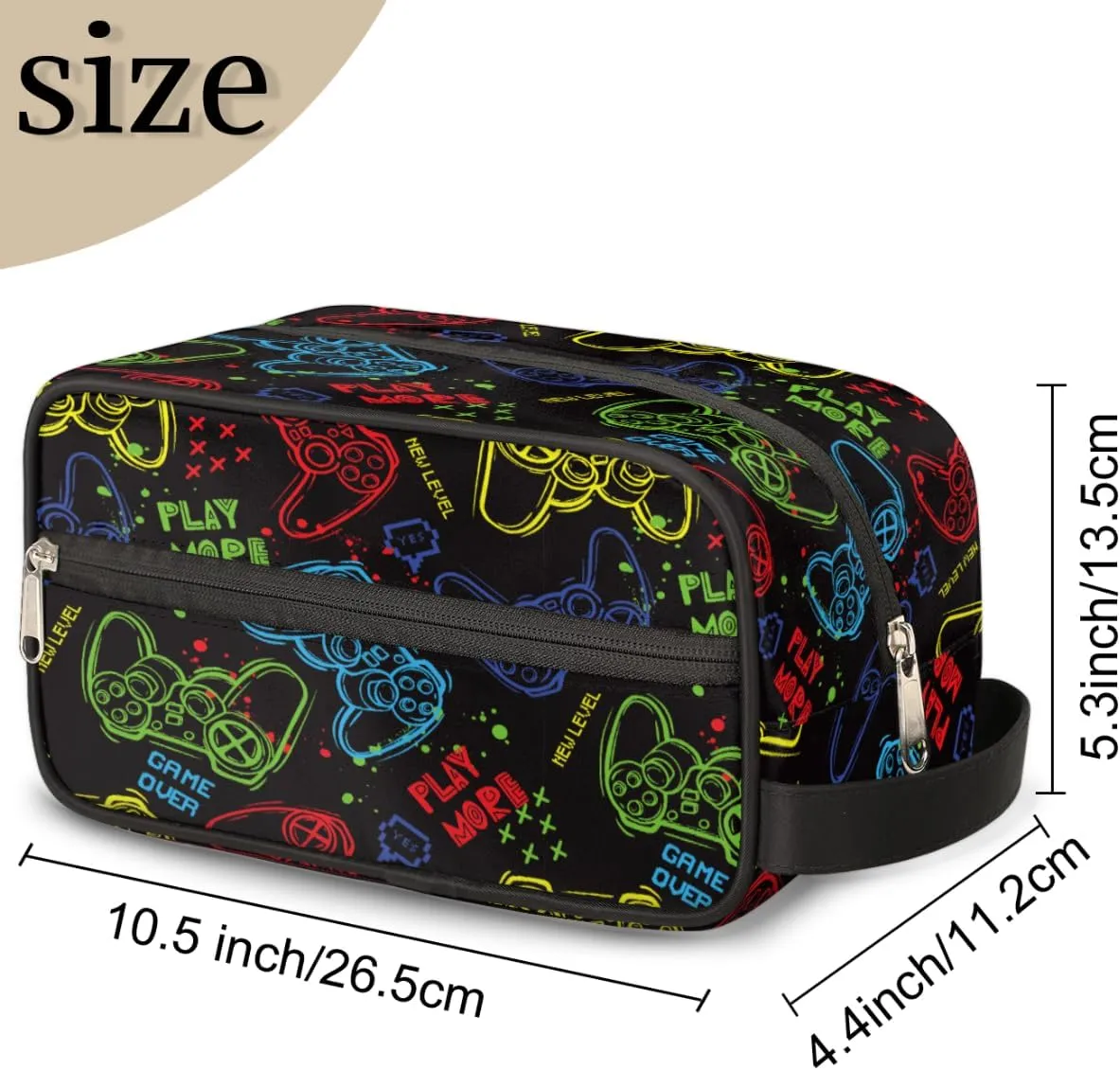 Travel Toiletry Bag for Boys Men, Video Games Waterproof Hanging Dopp Kit for Kids, Shaving Bag with Large Capacity for Travel,Sports Shower