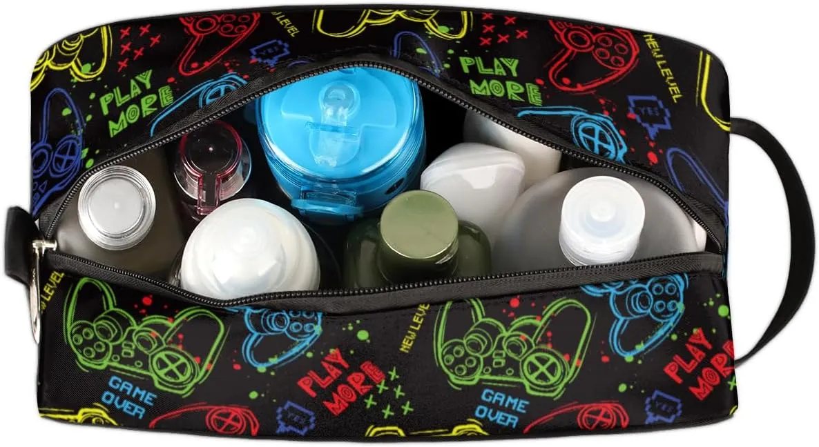 Travel Toiletry Bag for Boys Men, Video Games Waterproof Hanging Dopp Kit for Kids, Shaving Bag with Large Capacity for Travel,Sports Shower
