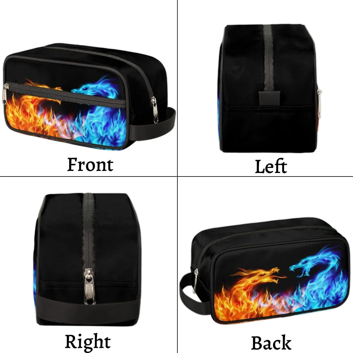 Travel Toiletry Bag for Boys Men, Waterproof Hanging Dopp Kit for Women, Shaving Bag with Large Capacity for Travel,Sports Shower (Fire Dragon)
