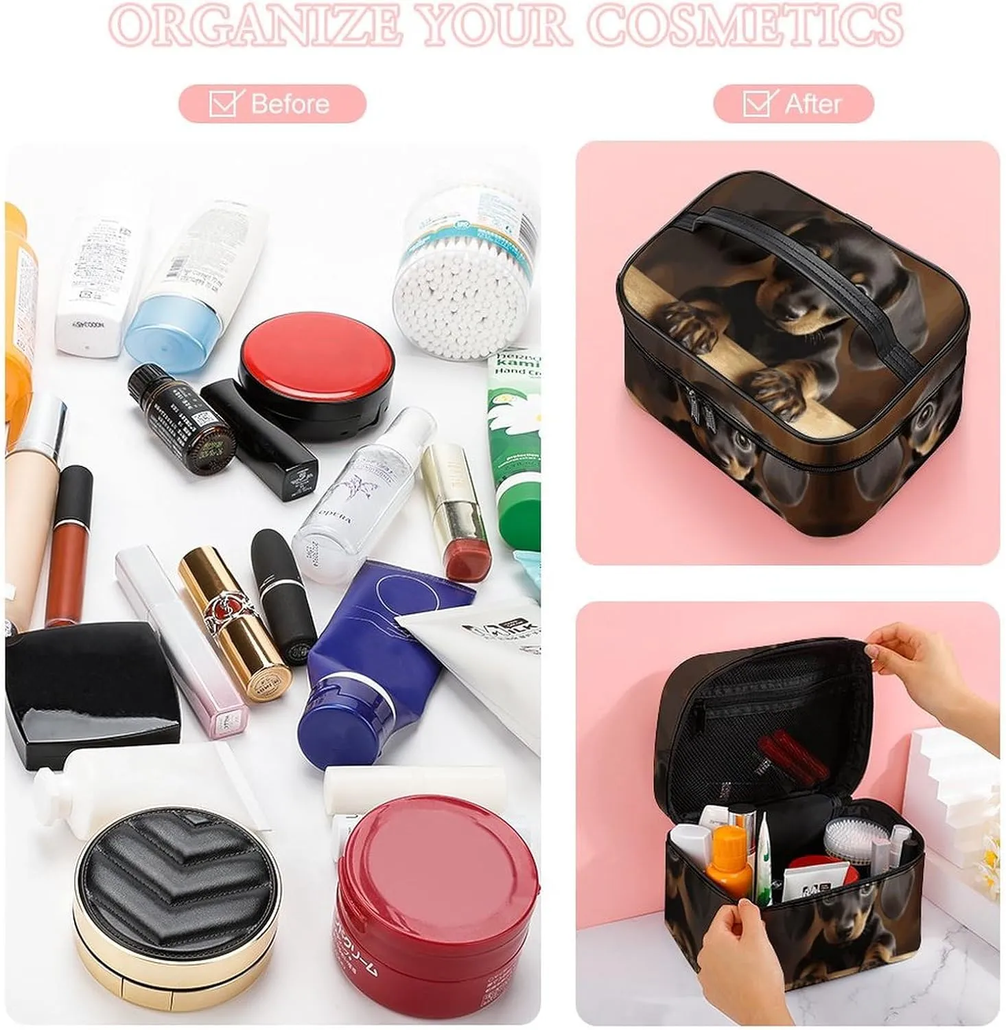 Travel Toiletry Bag for Women And Men,Dog Dachshund Toiletry Organizer, Makeup Bag Travel Organizer for Shampoo,Toiletries