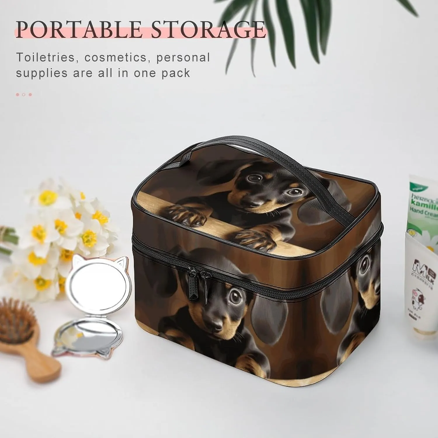 Travel Toiletry Bag for Women And Men,Dog Dachshund Toiletry Organizer, Makeup Bag Travel Organizer for Shampoo,Toiletries