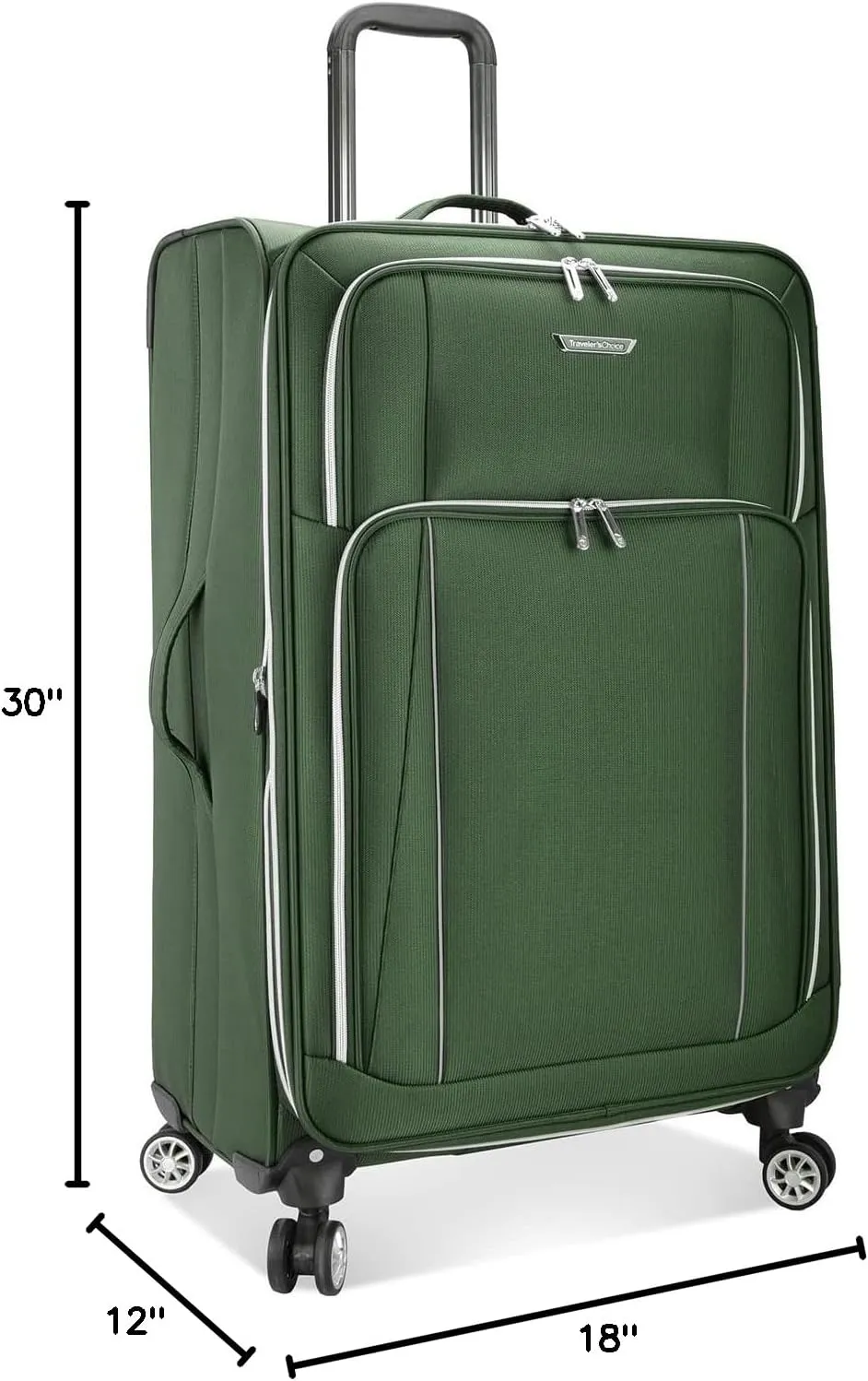 Traveler's Choice Lares Softside Expandable Luggage with Spinner Wheels, Green, Checked 30-Inch
