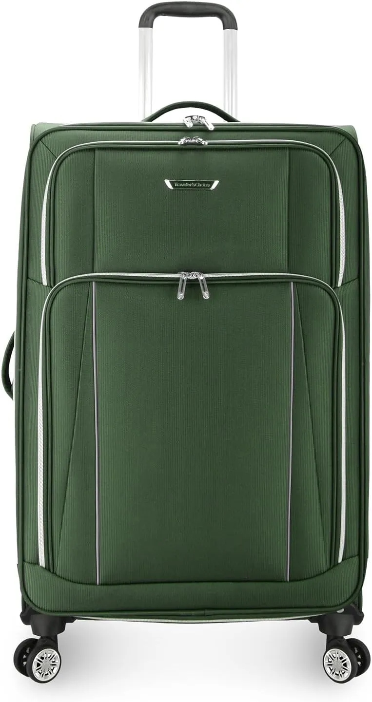Traveler's Choice Lares Softside Expandable Luggage with Spinner Wheels, Green, Checked 30-Inch