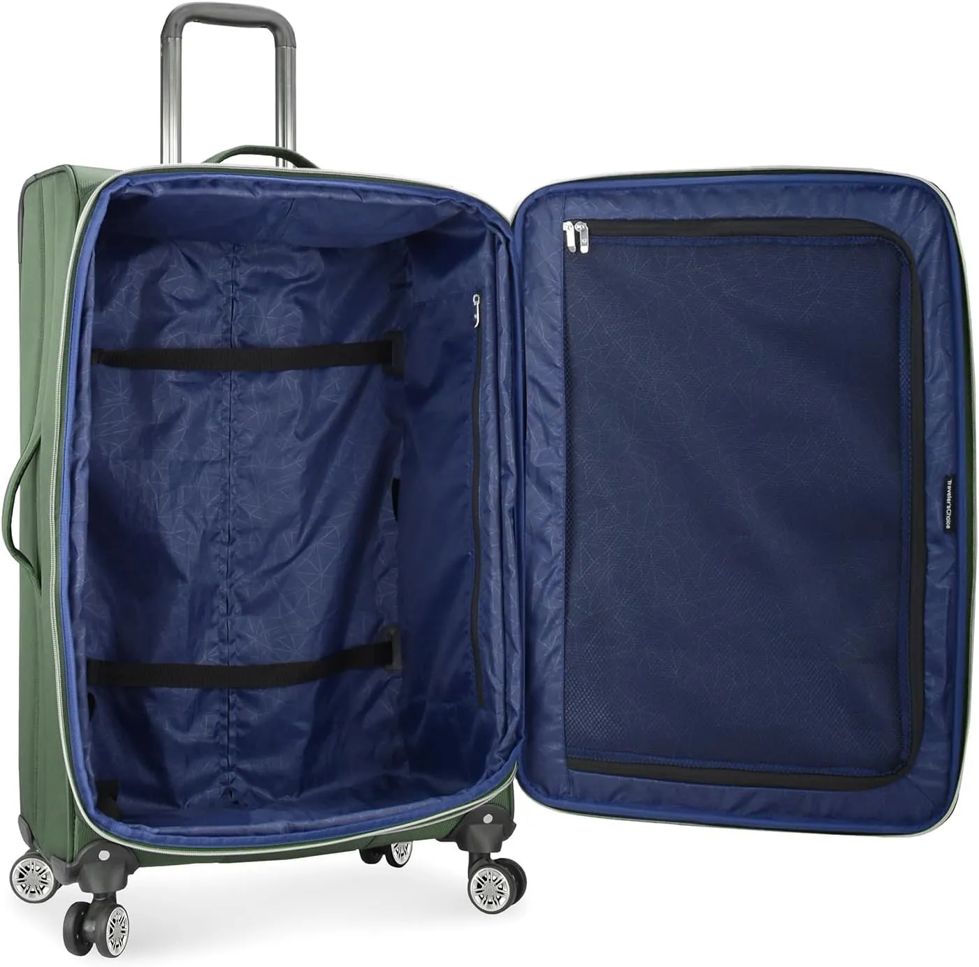 Traveler's Choice Lares Softside Expandable Luggage with Spinner Wheels, Green, Checked 30-Inch