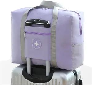Travels Duffle Weekender Bags Large Overnight Weekend Tote Bag Personal Item Bags with Trolley Sleeve for Airplanes (Large-Purple)