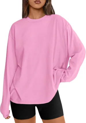 Trendy Queen Womens Oversized Long Sleeve T Shirts 2025 Basic Crewneck Tee Fall Tops Casual Workout Y2K Clothes