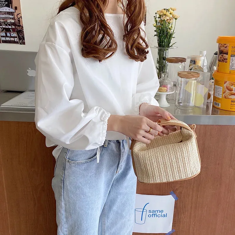 Trendy Straw Woven Bucket Bag