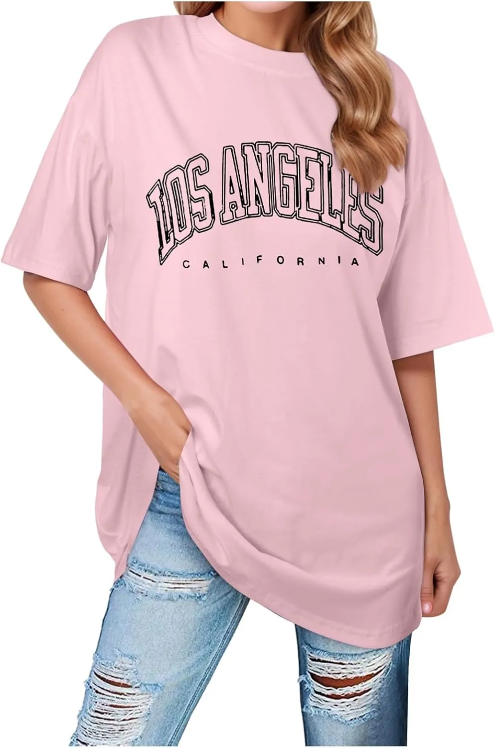 Trendy Tunic Tops for Women 2025 Los Angeles California Gym Cute Loose Fit Long Tee Shirts Going Out Oversized Summer
