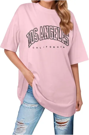 Trendy Tunic Tops for Women 2025 Los Angeles California Gym Cute Loose Fit Long Tee Shirts Going Out Oversized Summer