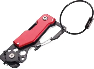 Troika TOOLINATOR KTL25/RD Mini Tool with 10 Functions Knife Keyring (Wire Loop) with Carabiner Bottle Opener Stainless Steel/Aluminium anodised red, Black Original
