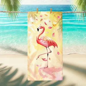 Tropical Tropical Bird Microfiber Beach Towel Peach Exotic Bird Design Quick Dry Absorbent Sand Free Lightweight Beach Blanket Vacation Pool Picnic Essentials 62x31 Inch