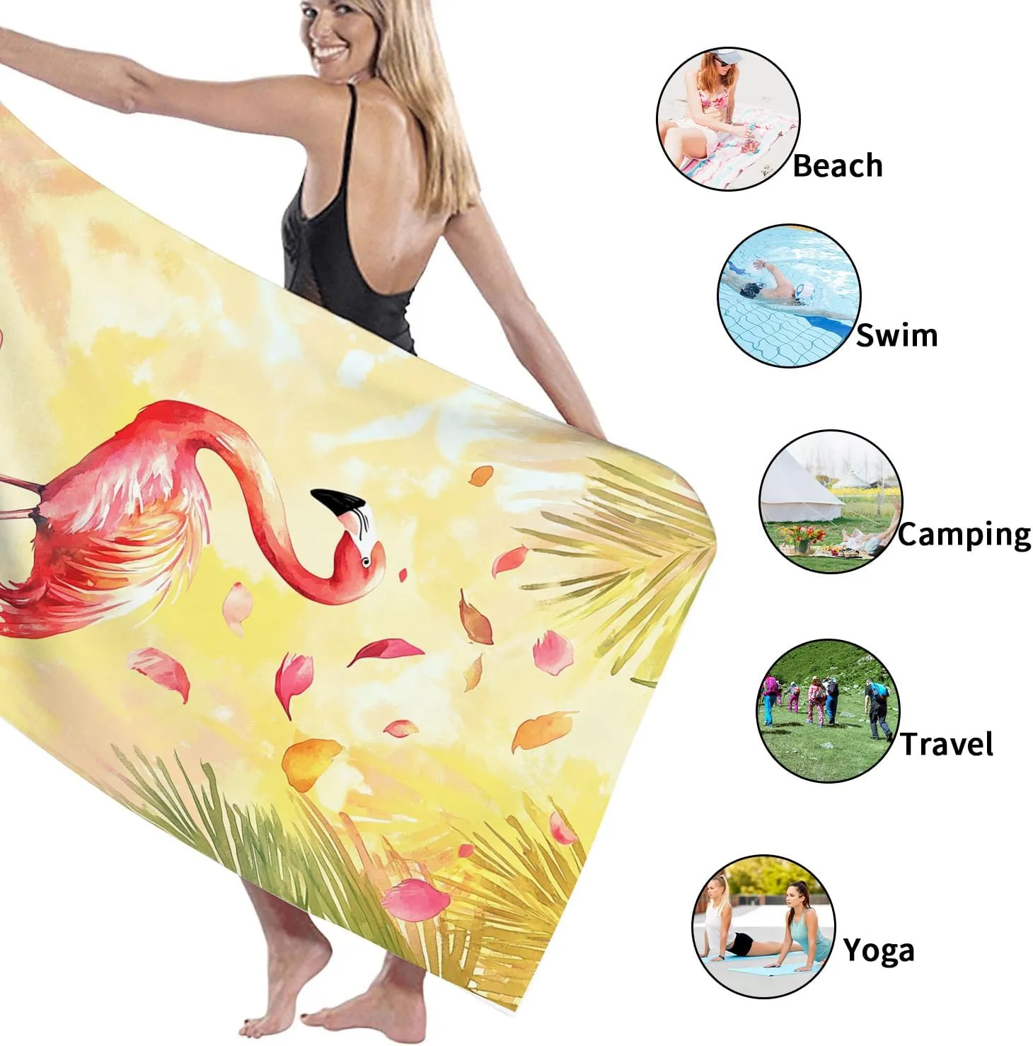 Tropical Tropical Bird Microfiber Beach Towel Peach Exotic Bird Design Quick Dry Absorbent Sand Free Lightweight Beach Blanket Vacation Pool Picnic Essentials 62x31 Inch