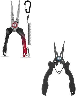 TRUSCEND Lockable Handy Fishing Pliers with Innovative Ergonomic Handle, Saltwater Corrosion Resistant Teflon Coated Fishing Tool, Multi-Function Fishing Gear with Mo-V Cutter, Amazing Fishing Gift