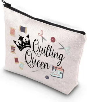 TSOTMO Funny Sewing Gift Quilting Queen Seamstress Sewing Lover Zipper Pouch Makeup Bag (Quilting Queen)