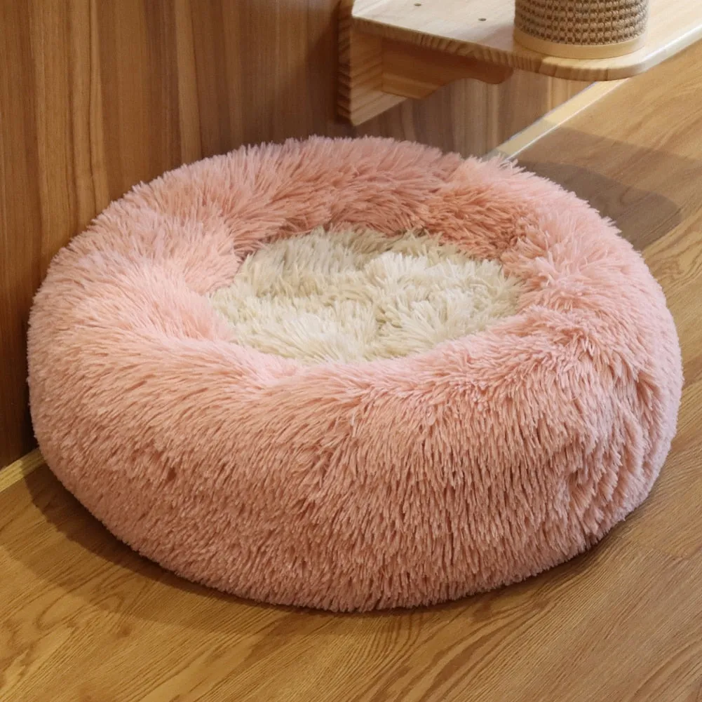 Ultra Plush Round Pet Bed with Soft Long Fur