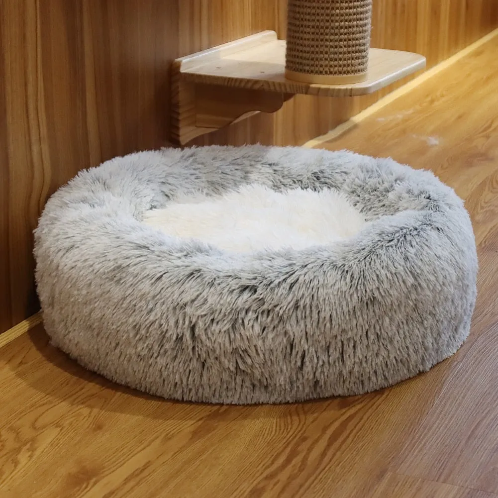 Ultra Plush Round Pet Bed with Soft Long Fur