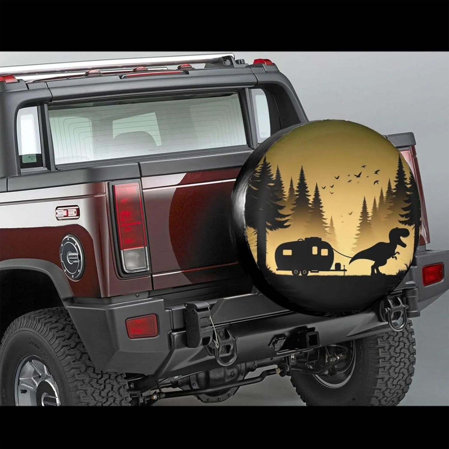 Universal Fit Spare Tire Cover for Rv, SUV, Camper - Dinosaur Trailer Decorative Tire Covers Weatherproof, Wheel Protector for Camping & Travel Trailer