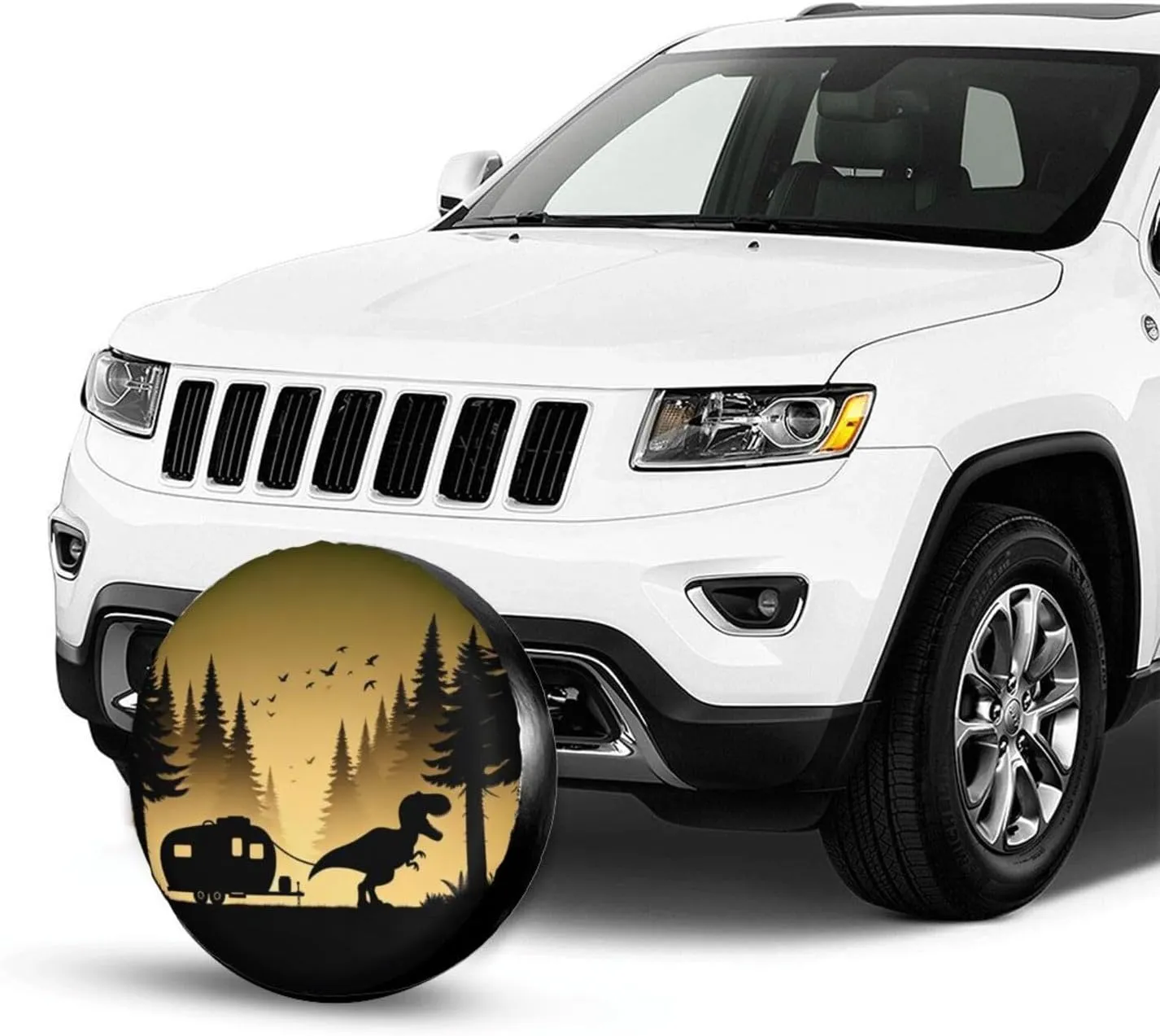 Universal Fit Spare Tire Cover for Rv, SUV, Camper - Dinosaur Trailer Decorative Tire Covers Weatherproof, Wheel Protector for Camping & Travel Trailer
