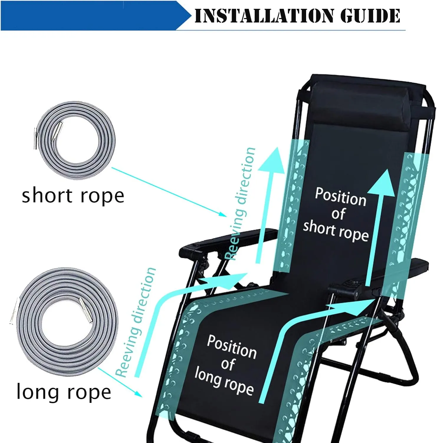 Universal Replacement Bungee Cords for Zero Gravity Chair Zero Gravity Recliner Repair Tool Lounge Recliner Repair Kit(Grey,8Cords)