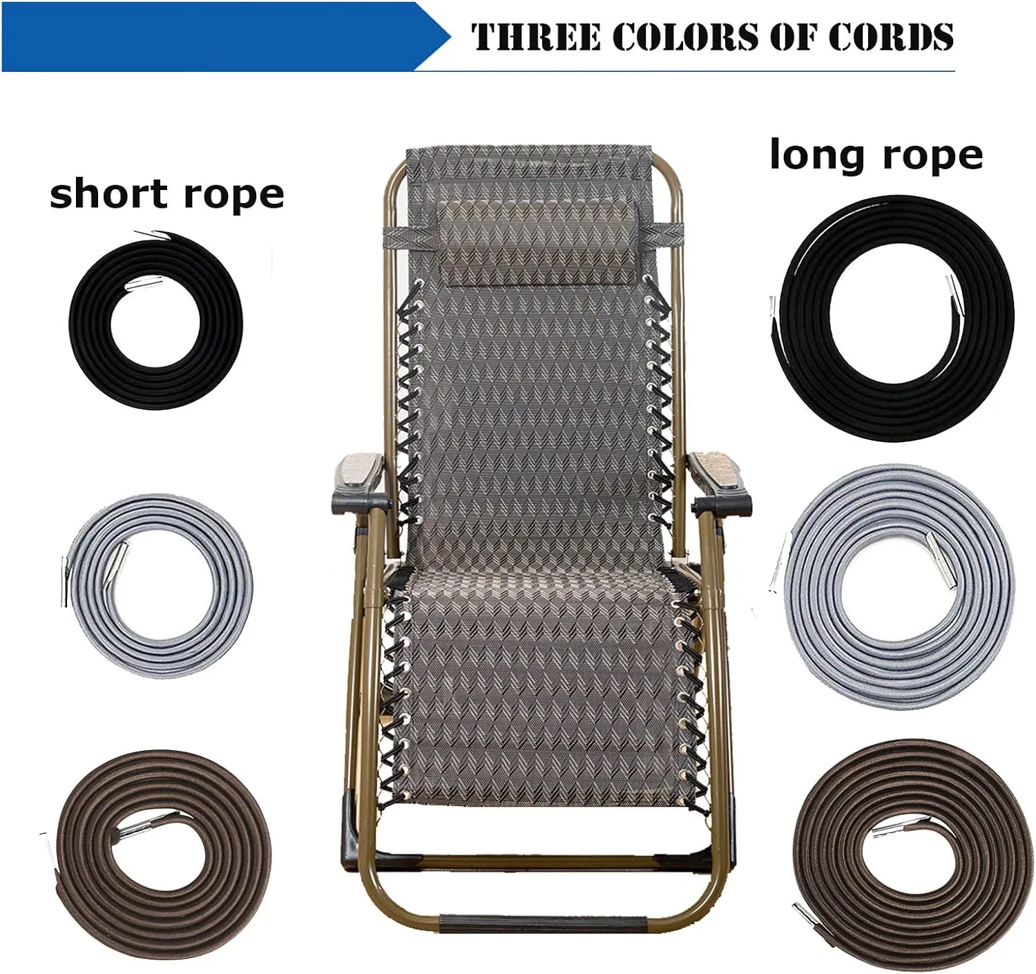 Universal Replacement Bungee Cords for Zero Gravity Chair Zero Gravity Recliner Repair Tool Lounge Recliner Repair Kit(Grey,8Cords)