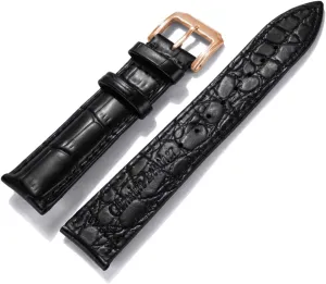 Universal Strap,16mm/18mm/20mm/22mm Alligator Full-Grain Texture Cowhide Watchband Stainless Steel Pin Buckle Classic Watch Strap Replacement(Type 3,18mm)