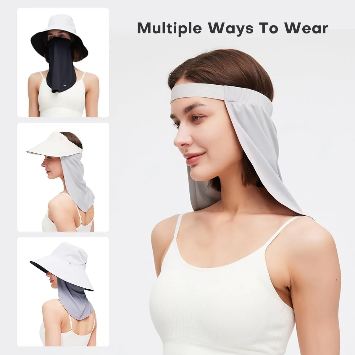 UPF50  Sun Protection Cooling Neck Drape Headwear Wrap Adjustable Multifunctional Hat Shade Drape Neck Covering For Outdoor