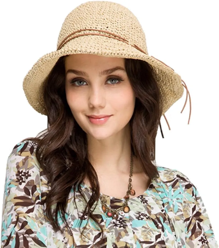 Urban CoCo Women's Wide Brim Caps Foldable Summer Beach Sun Straw Hats